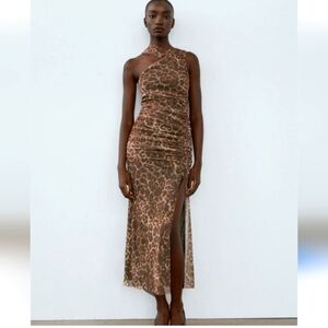 Zara Leopard Print One-Shoulder Dress